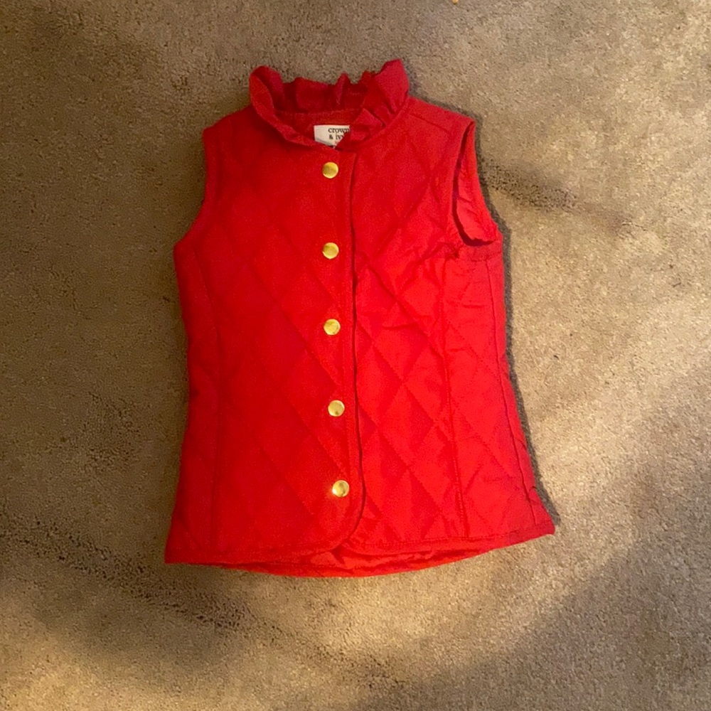 Red toddler vest with gold buttons. Never worn